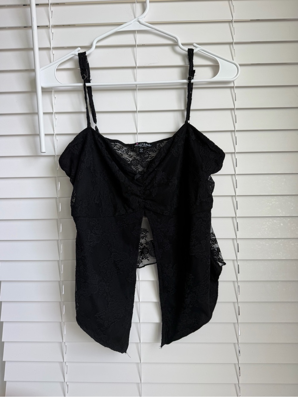 Mixed Threads Los Angeles Black Lace Split-Front Top with Adjustable Straps